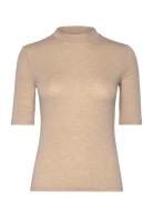 Short Sleeve Knitted T-Shirt Beige Mango