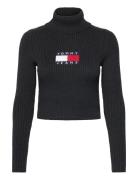 Tjw Melange Trtlnck Flag Sweater Black Tommy Jeans