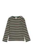 T-Shirt L/S Modal Multi Striped Green Petit Piao