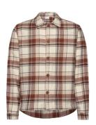 Big Checked Heavy Flannel Overshirt Brown Knowledge Cotton Apparel