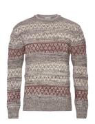 Knitted Pattern Crew Neck - Rws Beige Knowledge Cotton Apparel