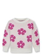 Kmgnaja L/S Flower Pullover Knt White Kids Only