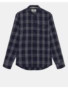 Aklouis Structure Check Shirt Navy Anerkjendt