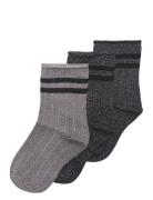 Kogsille Stripe Glitter Socks 3-Pack Acc Black Kids Only