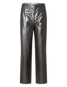 Slfcora Mw Leather Pant Silver Selected Femme