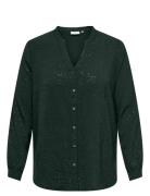 Carjosee Metta Life L/S V-Neck Shirt Wvn Green ONLY Carmakoma