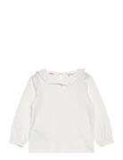 Ruffled Collar T-Shirt White Mango