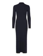 Knitted Dress With Contrasting Trims Navy Mango