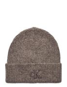 Thick Embroidery Beanie Brown Calvin Klein