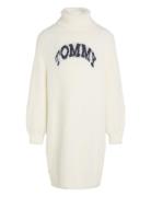 Tommy Turtleneck Fluffy Dress Ls White Tommy Hilfiger