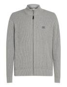 Woven Label Zip Through Sweater Grey Calvin Klein Jeans