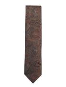 Paisley Pattern Tie 7 Cm Brown Lindbergh Black