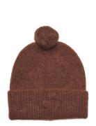 Ck Embroidery Airy Pompom Beanie Brown Calvin Klein