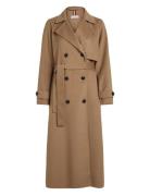 Over D Df Wool Blend Trench Brown Tommy Hilfiger