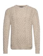 Mouline Aran Cable Crew Neck Beige Tommy Hilfiger