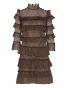 Carmine Frill Mini Lace Dress Brown Malina