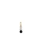 Pearl Stick Charm 4Mm Gold Plated Black Design Letters