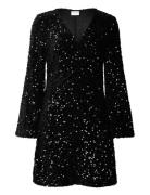 Vibarina Wide Sleeve Glitter Dress Black Vila