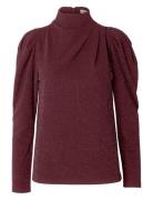 Slfmarwa Ls High Neck Top Burgundy Selected Femme