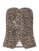 Leopard-Print Corset Top Brown Mango