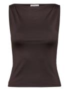 Boatneck Sleeveless Top Brown Weekday