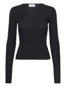 Sheer Rib Long Sleeve Top Black Weekday