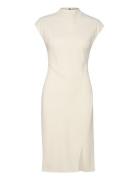 Heavy Crepe Ss Bodycon Dress Cream Calvin Klein