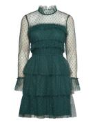 Rhoda Dotted Mesh L/S Dress Green Bubbleroom