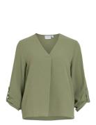 Vijosa 3/4 V-Neck Top - Noos Green Vila