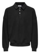 Onsdominic Rlx Ls Rugby Sweat Vd Black ONLY & SONS