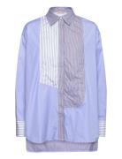 Combined Cotton Stripe Shirt Blue Stella Nova