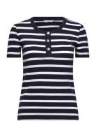 Slim Striped Pique Ss T-Shirt Navy GANT