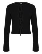 Emelie Knitted Bow Cardigan Black Bubbleroom