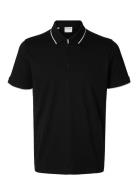 Slhfave Sport Zip Ss Polo Noos Black Selected Homme