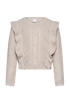 Cardigan With Flounce Beige Lindex