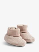 Wool Fleece Booties Lei Pink Wheat