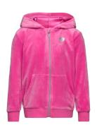 Hoodjacket With Zipper Velour Pink Lindex