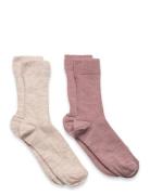 Sock 2P Wool Ribb Pink Lindex