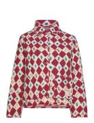 Harlequin Printed Quilted Cropped Jacket Red Bobo Choses