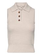 Knitted Polo Top Beige REMAIN Birger Christensen