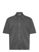 Short Sleeve Zip Shirt Grey Weekday