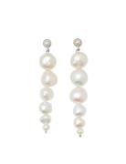 Drop Pearl Earrings Silver Blue Billie