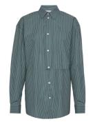 Jade Poplin Stripe Shirt Green WOOD WOOD