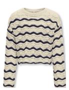 Kogdonna Ls O-Neck Stripe Structure Knt Cream Kids Only