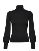 Button-Trim Mockneck Sweater Black Lauren Ralph Lauren