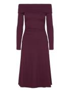 Rib-Knit Off-The-Shoulder Midi Dress Burgundy Lauren Ralph Lauren