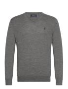 Slim Fit Washable Wool V-Neck Sweater Grey Polo Ralph Lauren