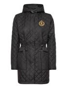 Crest-Patch Diamond-Quilted Hooded Coat Black Lauren Ralph Lauren