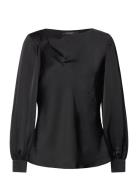 Cutout Satin Charmeuse Blouse Black Lauren Ralph Lauren