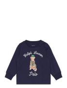 Dog-Print Cotton Long-Sleeve Tee Navy Ralph Lauren Baby